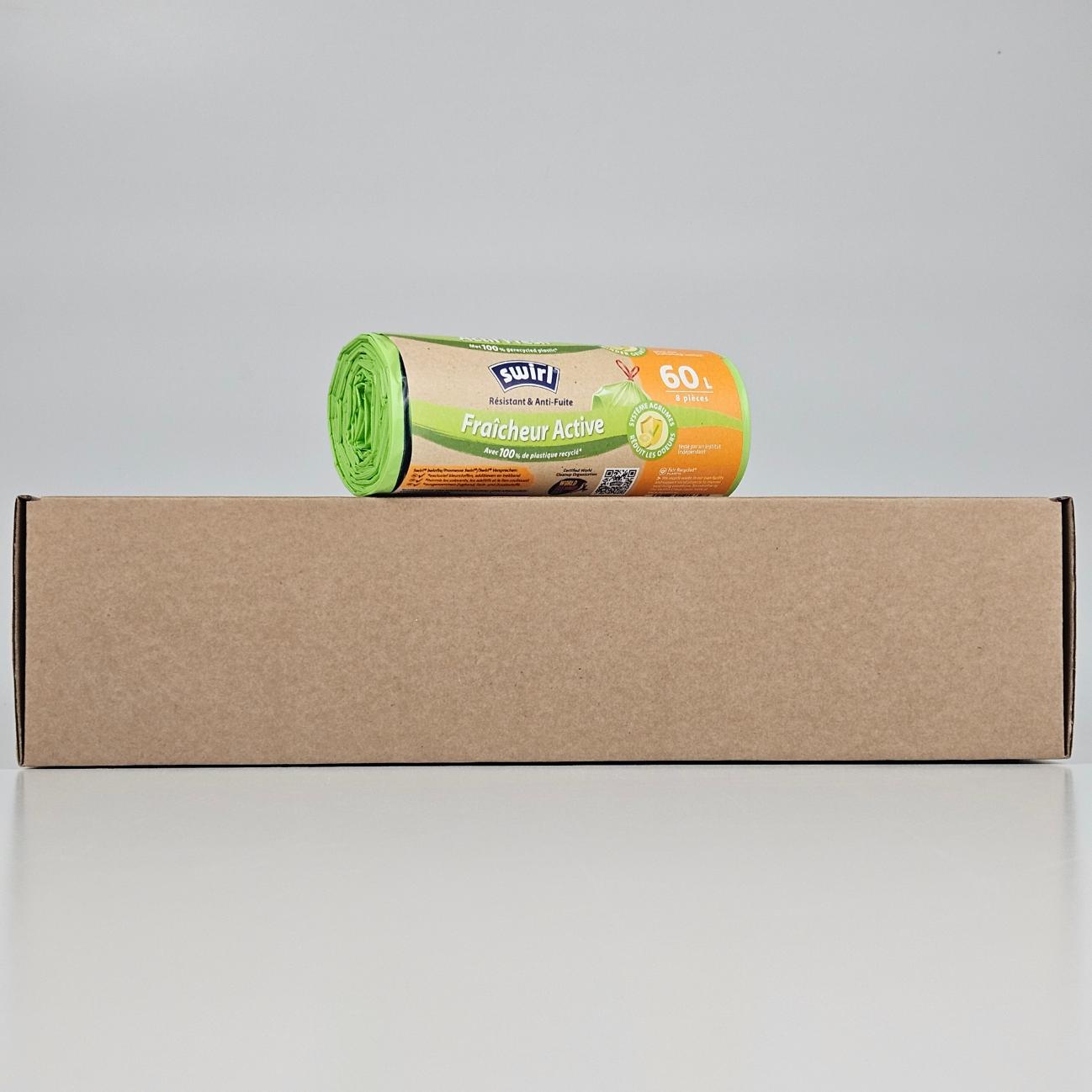 swirl vuilniszakken 60 liter | trekband | geparfumeerd actif fresh | ldpe | 40 my | 68×73 cm – 96 zakken